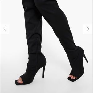 FASHION NOVA LORI over the knee peep toe heel boot (7) BLACK.